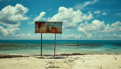 Sign on the beach, travel, summer