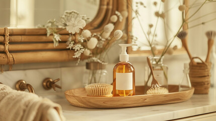Spa still life, bottle with candles and towel