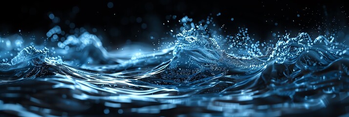 seamless moving wave motion graphic loop mkv file, in the style of light painting, light black and blue, vray tracing, selective focus background aspect ratio  3:1