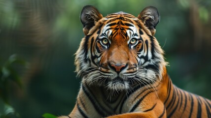 Majestic tiger with piercing eyes in natural habitat
