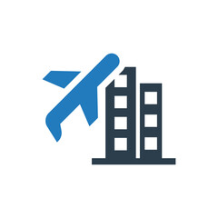 Airport building plane icon