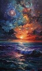 Fototapeta premium Cosmic Confluence Painting