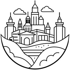A surreal cityscape design hand drawn vector illustration of a city Latest and Premium Vector Design and illustration