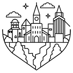 surreal cityscape design hand drawn vector illustration of a city Latest and Premium Vector Design and illustration