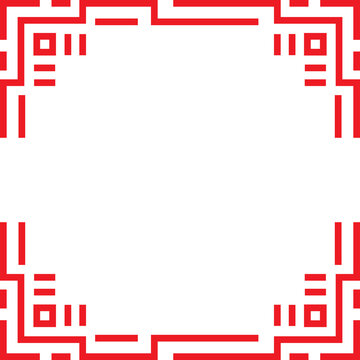 Chinese red square frame vector abstract background design.