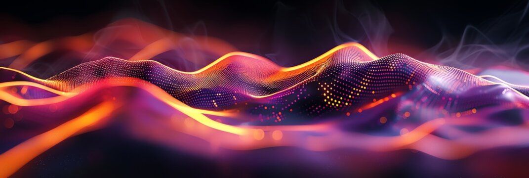 seamless moving wave motion graphic loop mkv file, in the style of light painting, light black and pink, purple, vray tracing, selective focus background aspect ratio  3:1