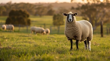 Fototapeta premium Dorper sheep black head Breeds for Meat on the farm lawn