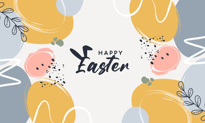 Happy Easter banner. Trendy Easter design with typography,