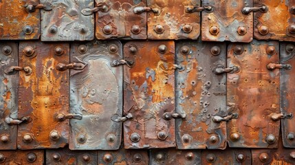 Metal panel with bolts and rivets