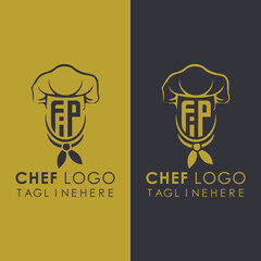 FiP initial monogram for chef cooking logo with creative style design.	