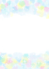 夏の雰囲気の水彩の水玉のフレーム背景