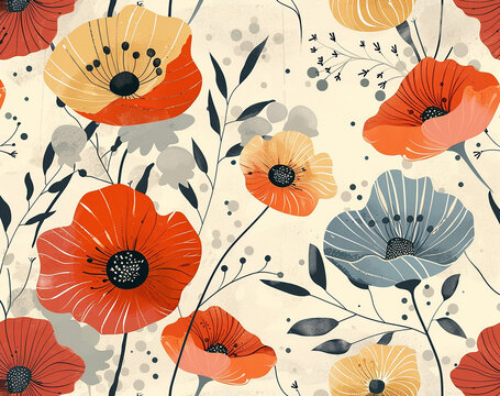 Fototapeta abstract minimalist floral background in boho styl