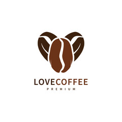 Coffee bean logo design in the form of love