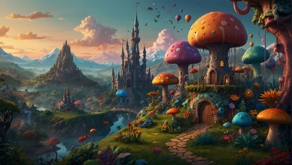 A fantastical realm where every corner is inhabited by vibrant, cartoon-esque beings, each with its own story to tell ai_generated