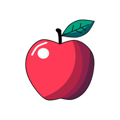 vector illustration of a red fresh apple in a minimalist and flat style isolated on a white background