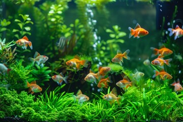 Freshwater planted aquarium (aquascape) with live plants