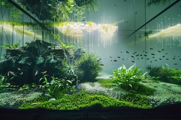 Freshwater planted aquarium (aquascape) with live plants