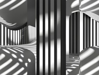 3D illusion of depth using shadow and light in grayscale for a sophisticated background illustration
