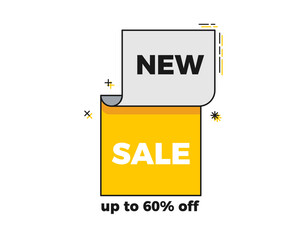 New sale up to 60% off vector banner sticker. Promotion, marketing and advertising