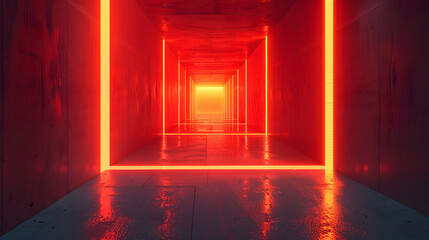 Surreal Neon-Lit Tunnel Casts Captivating Shadows in Digital Artwork