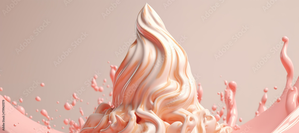 Wall mural splash wave of strawberry milk ice cream 35