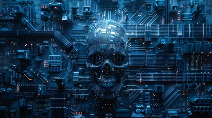 Circuit board with skull-shaped CPU