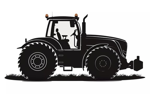 recommend clip art: Tractor silhouette with side view, on isolated white background. vector illustration.