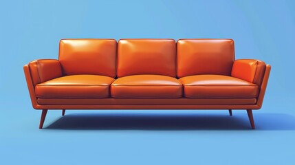 Leather Sofa Relaxation: A 3D vector illustration depicting a leather sofa as a symbol of relaxation and comfort