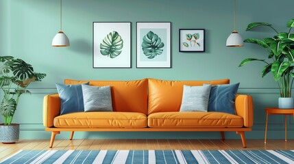 Fototapeta premium Living Room Sofa Texture: A vector illustration highlighting the importance of sofa texture in a living room