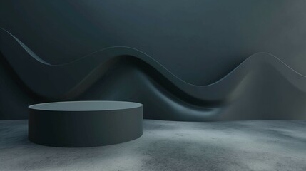 Podium mockup, product display on abstract wave background, 3d render