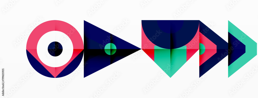 Aufkleber A dynamic logo featuring a symmetrical blend of triangles and rectangles in electric blue hues. Arrows point in various directions, creating a vibrant pattern within the design