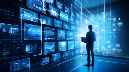 Digital technology AI artificial intelligence abstract graphic poster web page PPT background