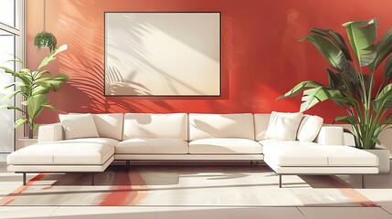 Sectional Sofa Contemporary Style: An illustration highlighting the contemporary style of a sectional sofa