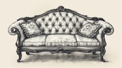 Vintage Sofa Classic Design: Illustrations showcasing the classic design of vintage sofas