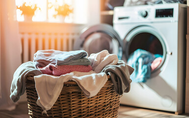 laundry basket with washing machine