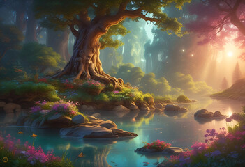 magic forest in the night