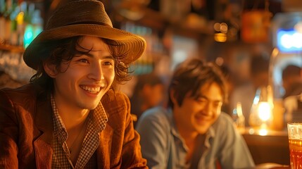 Obraz premium Exuberant Friends Sharing Laughter in Intimate and Stylish Setting