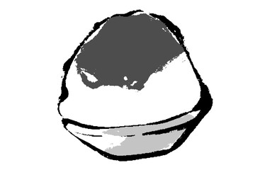 かき氷のモノクロのイラスト