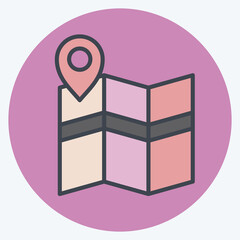 Icon Map Search. related to Navigation symbol. color mate style. simple design illustration