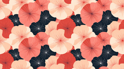 A pattern of overlapping pink, red, and white flowers.