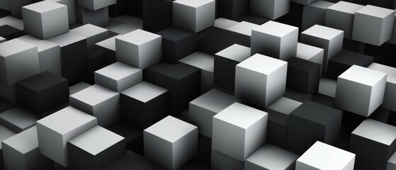 Obraz premium Seamless 3D cube background in monochrome, elegant and modern, for technology-focused branding and design,