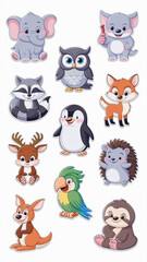 Obraz na płótnie Canvas a collage of animals stickers with different animals on it