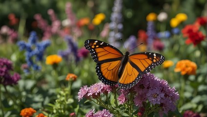 A playful, colorful garden straight out of a storybook, where even the butterflies wear vibrant hues ai_generated