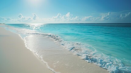 Tropical beach in the Morning, Blue Water, Smooth Sunny day, Summer days in beach
