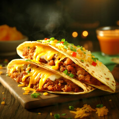 Delicious Mexican taco with chicken and vegetables
