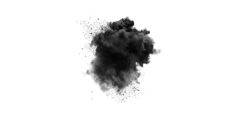 solated black cloud or dust particles explosion on white background