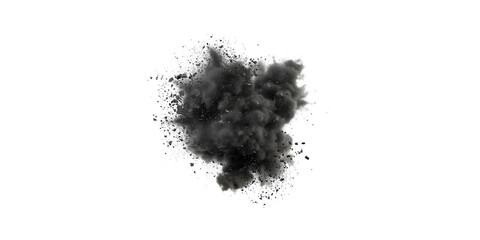 solated black cloud or dust particles explosion on white background