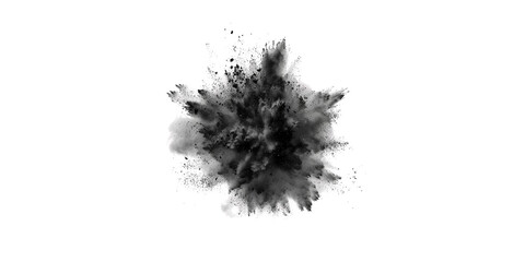 Fototapeta na wymiar solated black cloud or dust particles explosion on white background