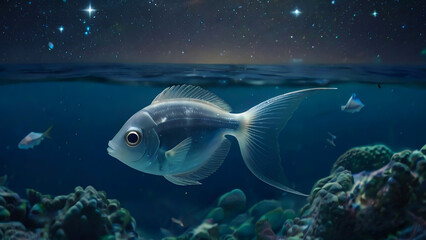  熱帯魚が映す星のメッセージ - obrazy, fototapety, plakaty