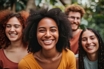 Portrait of a group of diverse young people standing together and smiling